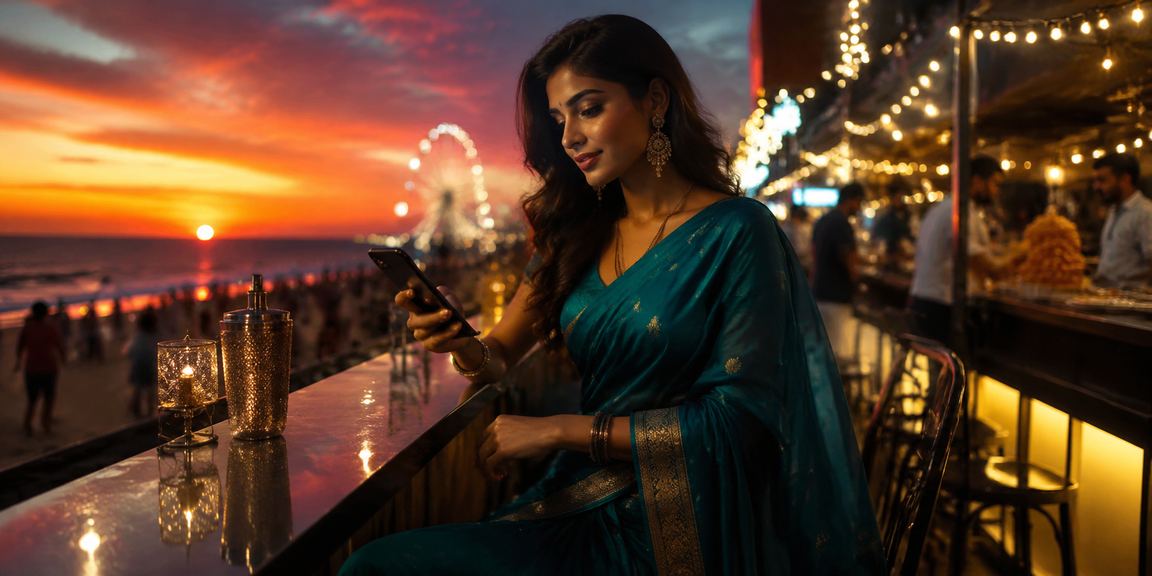 Chennai evening mobile casino gaming session in traditional attire