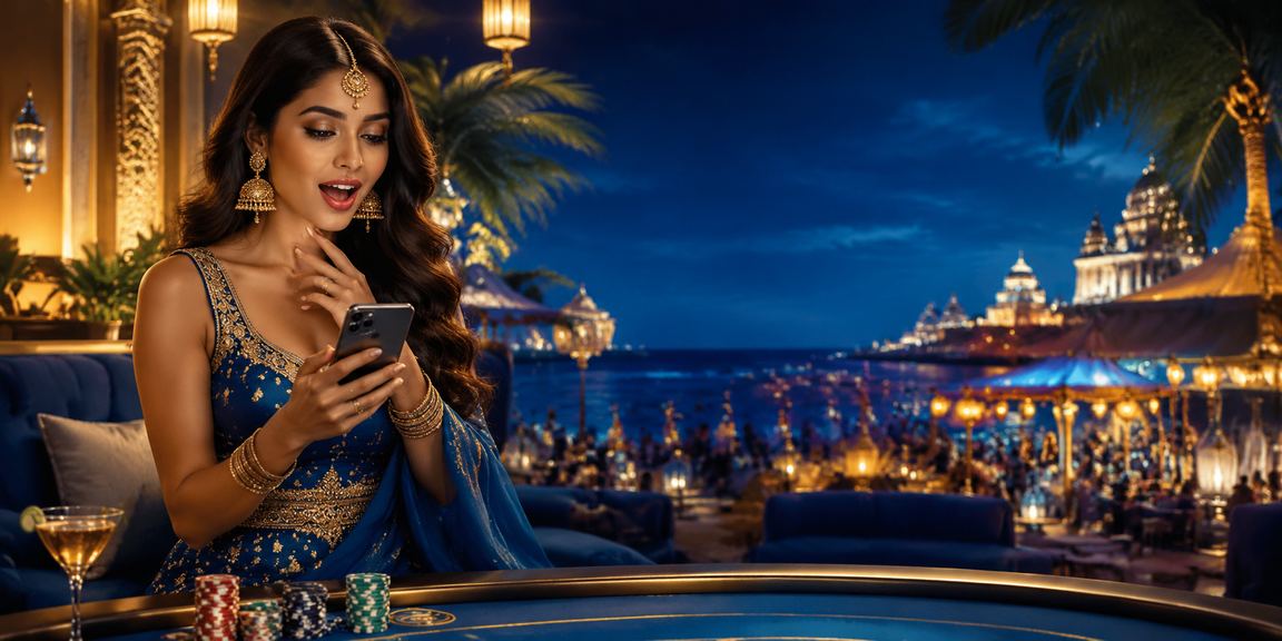 Indian mobile casino gameplay blue gold theme